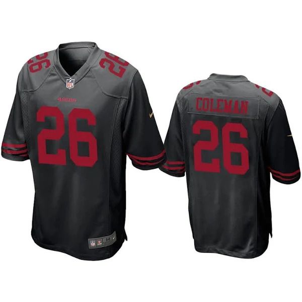 Men San Francisco 49ers 26 Tevin Coleman Nike Black Game Player NFL Jersey